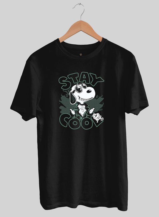 STAY COOL PRINT SHORT SLEEVE T-SHIRT - BLACK