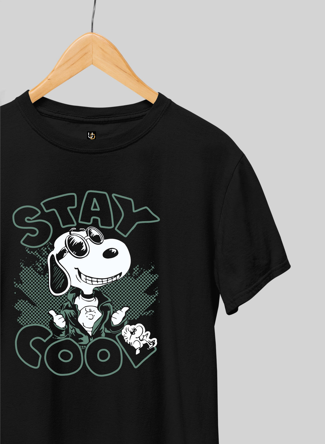 STAY COOL PRINT SHORT SLEEVE T-SHIRT - BLACK