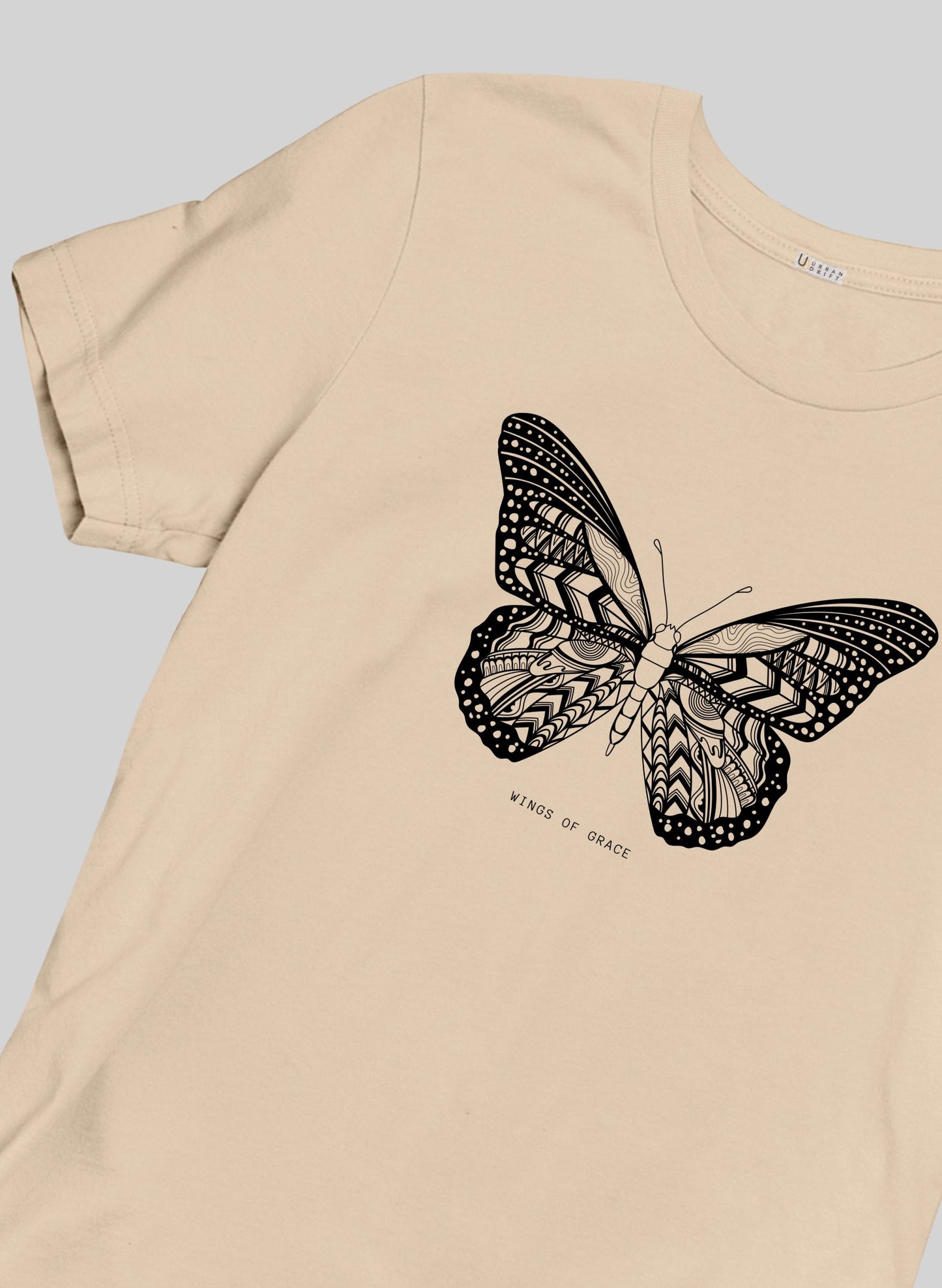 BUTTERFLY PEACH  SHORT SLEEVE T-SHIRT - PEACH