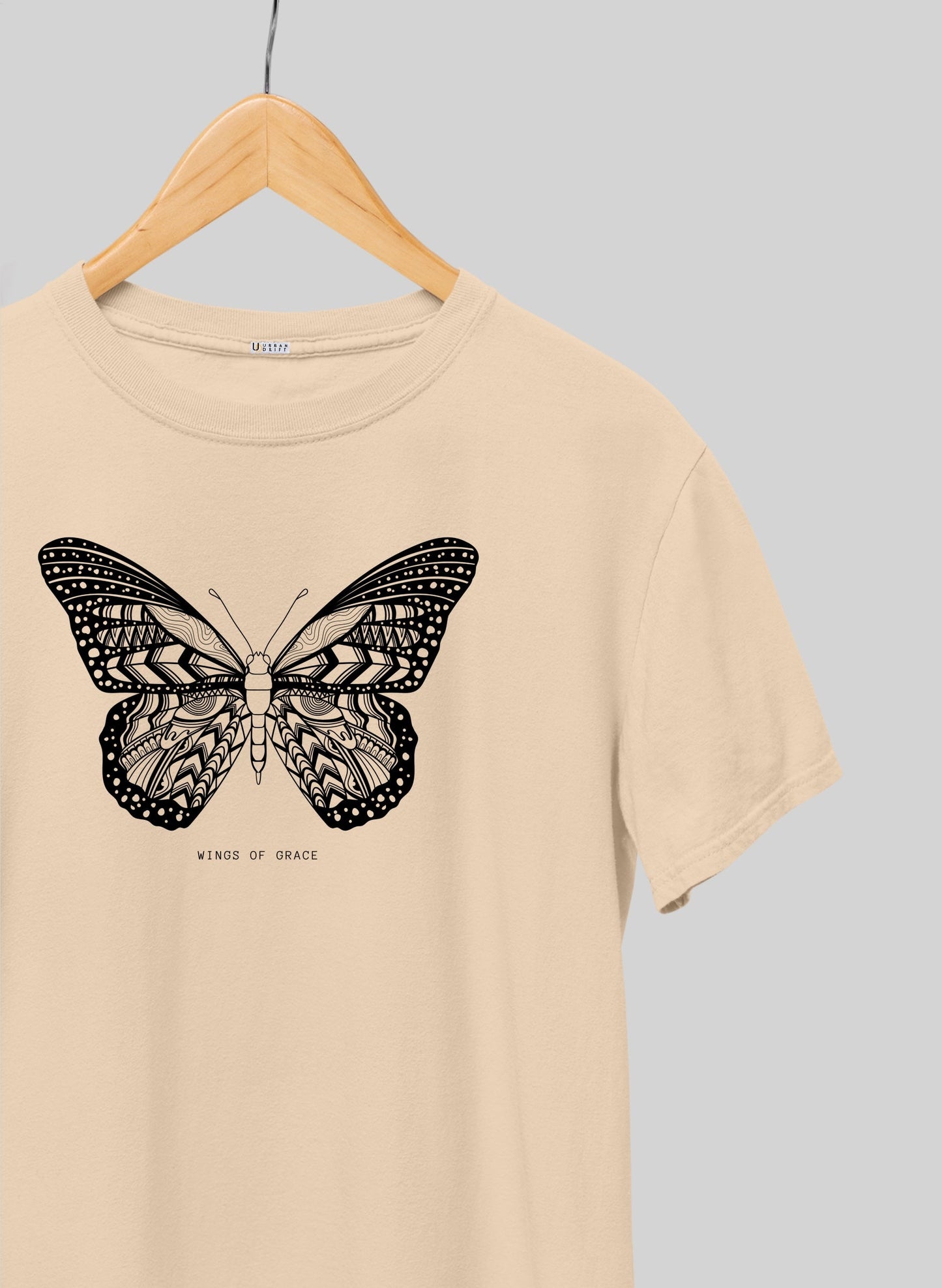 BUTTERFLY PEACH  SHORT SLEEVE T-SHIRT - PEACH