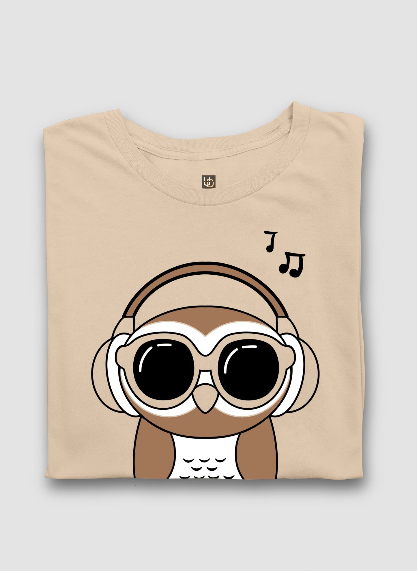 MUSIC IS LIFE PRINT SHORT SLEEVE T-SHIRT - BEIGE