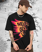 NEVER GIVE UP SHORT SLEEVE T-SHIRT - BLACK