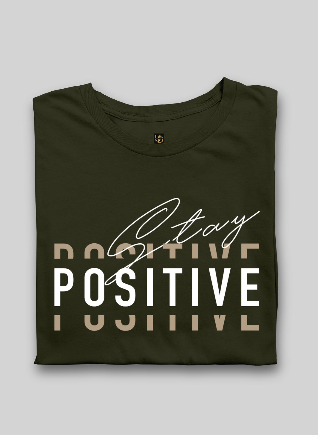 POSITIVE PRINT SHORT SLEEVE T-SHIRT - OLIVE